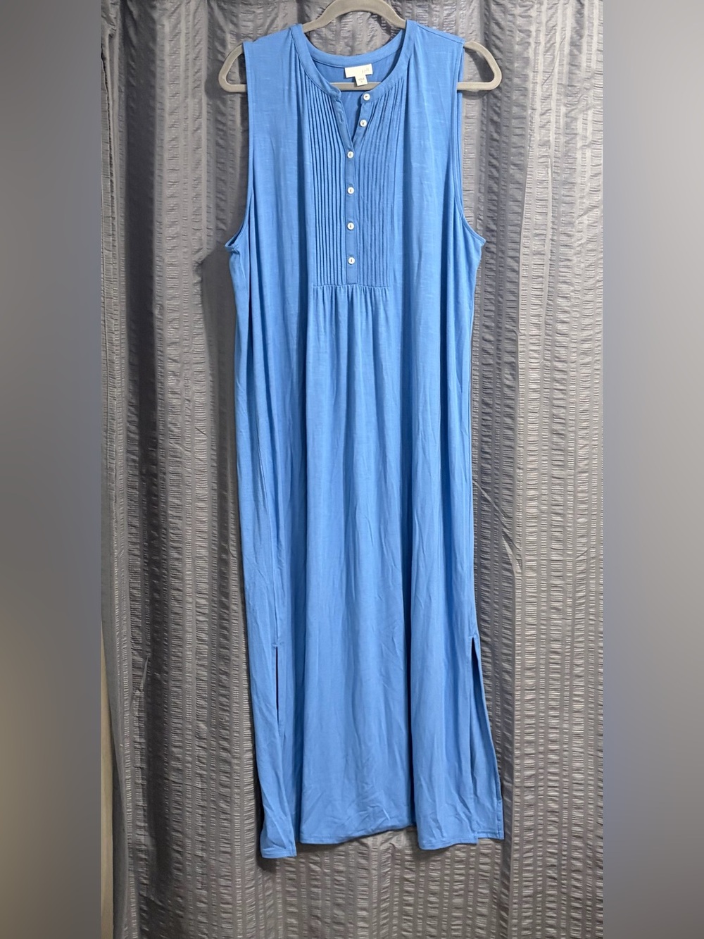 J. Jill Light Blue Sleeveless Maxi Dress with Pintuck Bodice XL